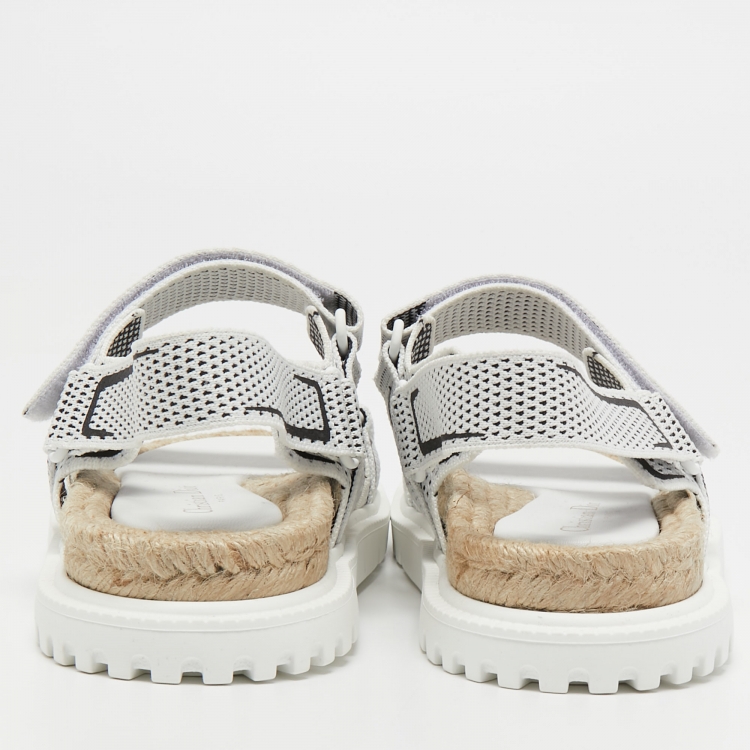 Pre Owned Dior White/Black Canvas DiorAct Sandals Size 39