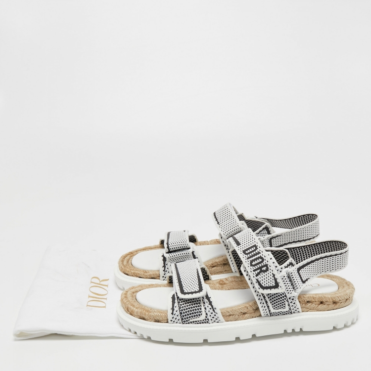 Pre Owned Dior White/Black Canvas DiorAct Sandals Size 39