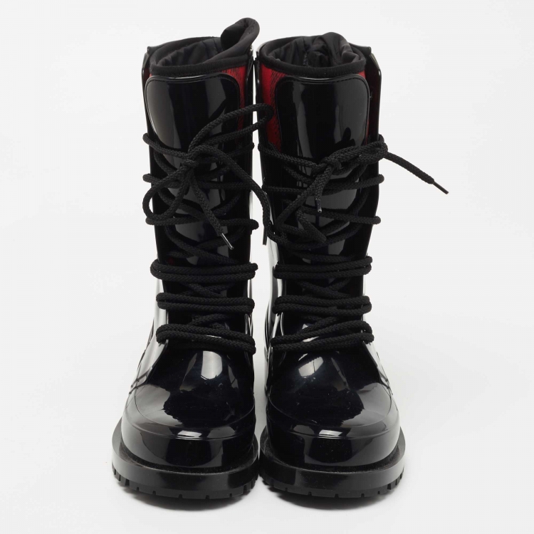 مملوكة مسبقًا Dior Black Rubber and Fabric Diorcamp Mid Calf Boots Size 37