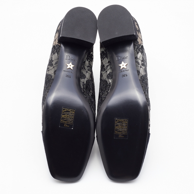 Pre Owned Dior Black Suede and Mesh Embroidered Naughtily-D Ankle Boots Size 39.5
