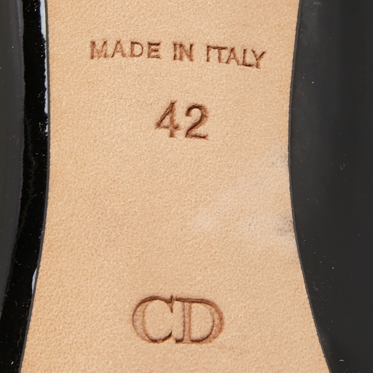 Pre Owned Dior Black Patent Leather Round Toe Pumps Size 42