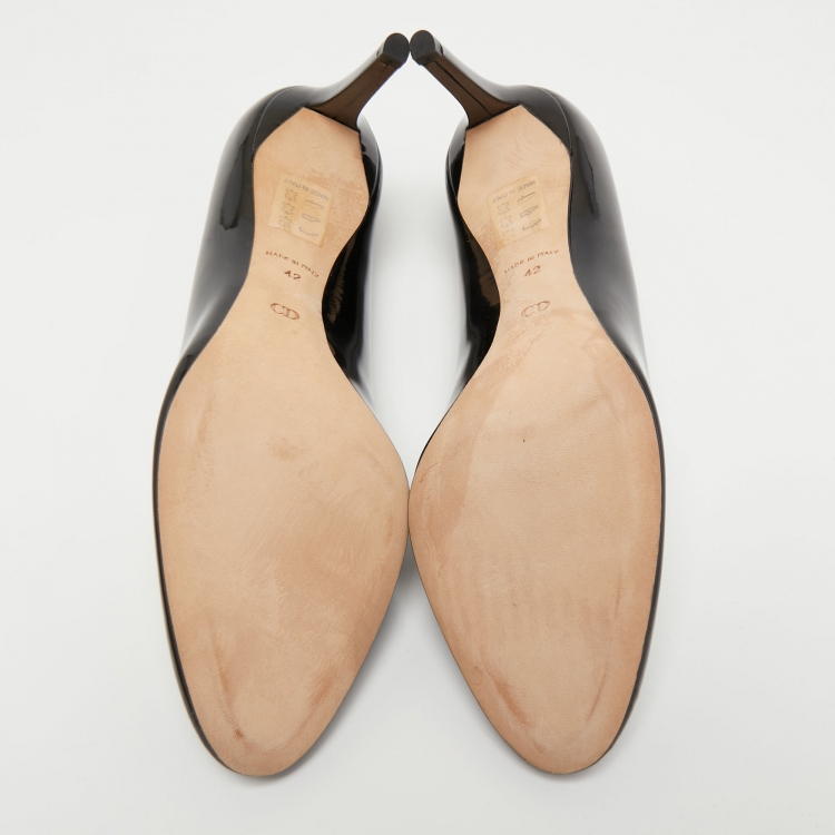 Pre Owned Dior Black Patent Leather Round Toe Pumps Size 42