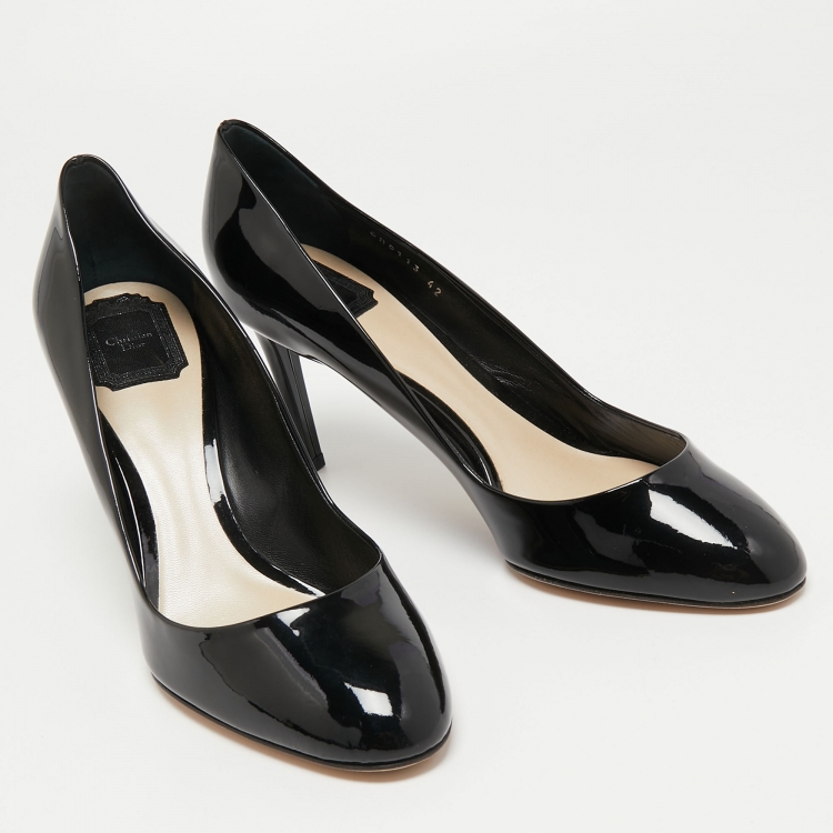 Pre Owned Dior Black Patent Leather Round Toe Pumps Size 42