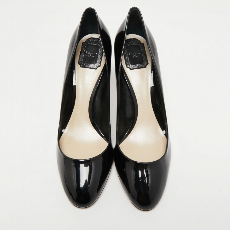 Pre Owned Dior Black Patent Leather Round Toe Pumps Size 42
