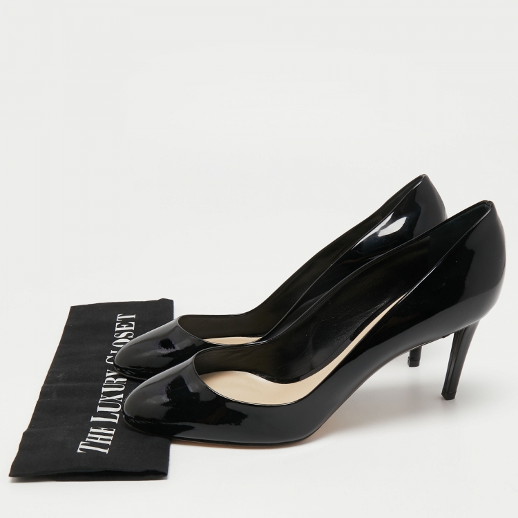 Pre Owned Dior Black Patent Leather Round Toe Pumps Size 42