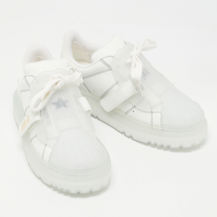 مملوكة مسبقًا Dior White Leather Dior ID Low Top Sneakers Size 37.5