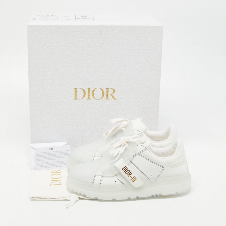 مملوكة مسبقًا Dior White Leather Dior ID Low Top Sneakers Size 37.5