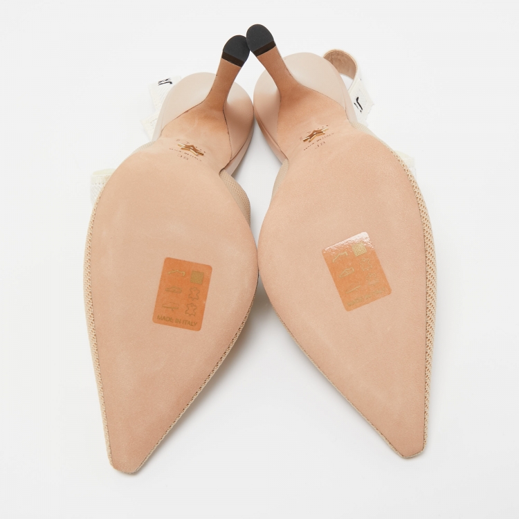 Pre Owned Dior Beige Technical Fabric J'adior Slingback Pumps Size 38