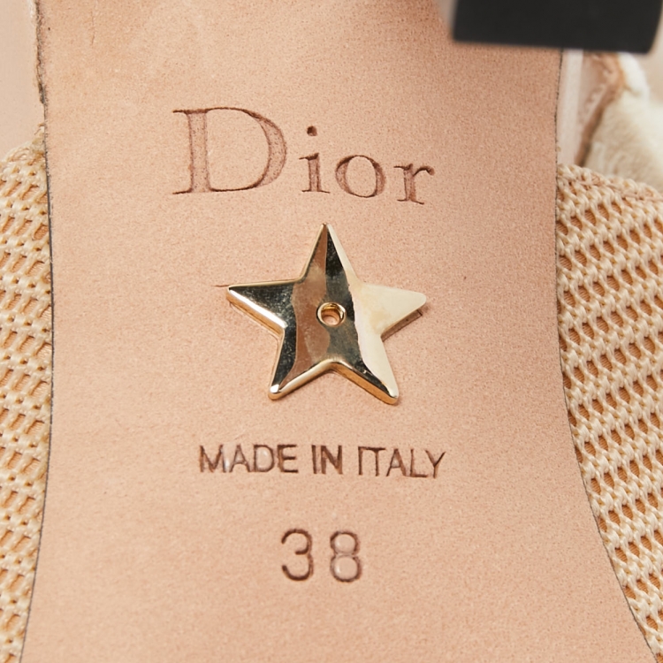 Pre Owned Dior Beige Technical Fabric J'adior Slingback Pumps Size 38