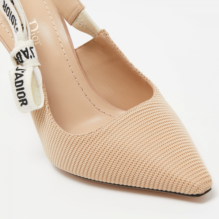 Pre Owned Dior Beige Technical Fabric J'adior Slingback Pumps Size 38