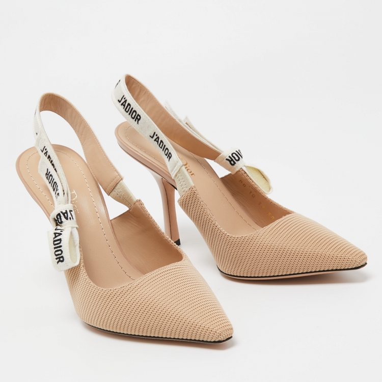Pre Owned Dior Beige Technical Fabric J'adior Slingback Pumps Size 38
