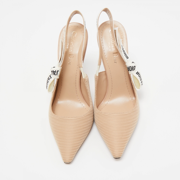 Pre Owned Dior Beige Technical Fabric J'adior Slingback Pumps Size 38