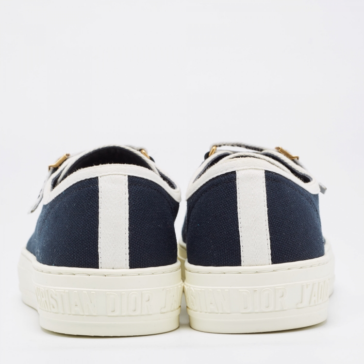Pre Owned Dior Black/Navy Blue Canvas Walk'n'Dior Low Top Sneakers Size 39.5