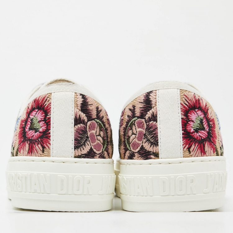 Pre Owned Dior Beige Floral Embroidered Canvas Walk'n'Dior Sneakers Size 36.5