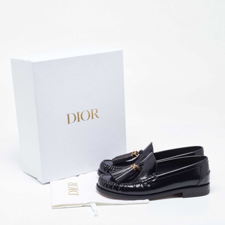 Pre Owned Dior Black Leather D-academy Tassel Detail Slip On Loafers Size 40