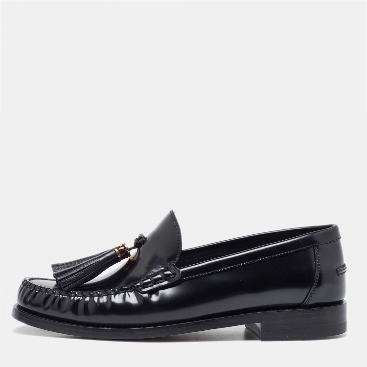 Pre Owned Dior Black Leather D-academy Tassel Detail Slip On Loafers Size 40