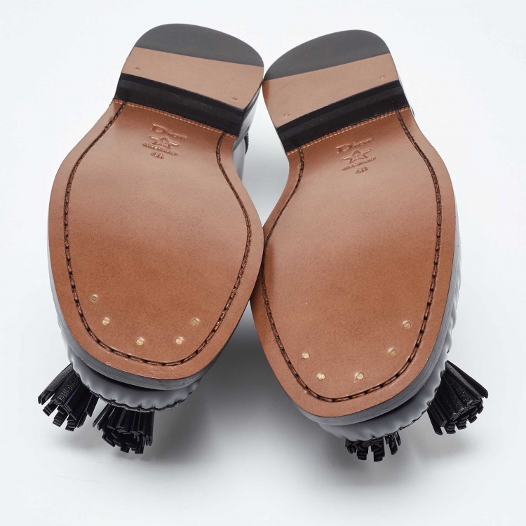 Pre Owned Dior Black Leather D-academy Tassel Detail Slip On Loafers Size 40