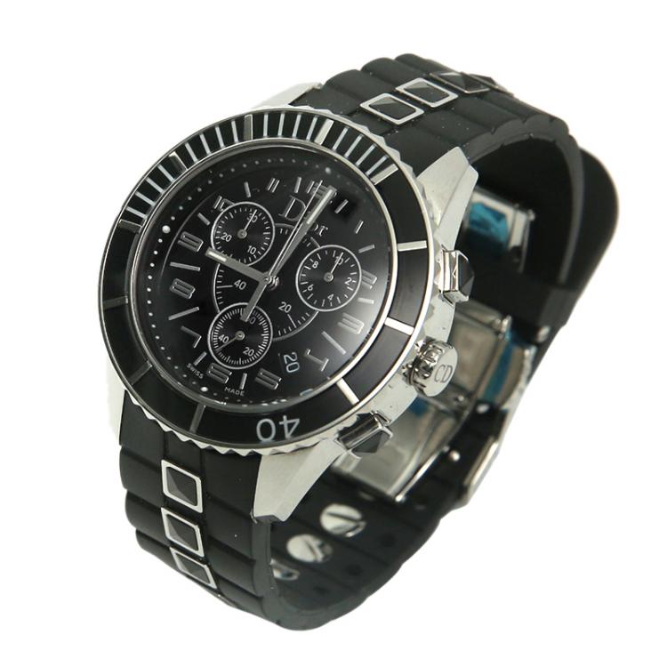 Pre Owned Dior Black Stainless Steel Christal Women's Wristwatch 33MM