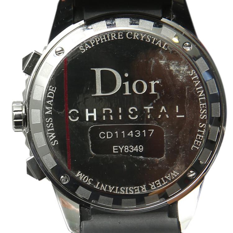 Pre Owned Dior Black Stainless Steel Christal Women's Wristwatch 33MM