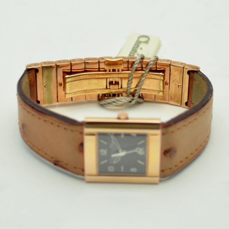Pre Owned Christian Dior Black Gold Plated SS Ladies Wristwatch