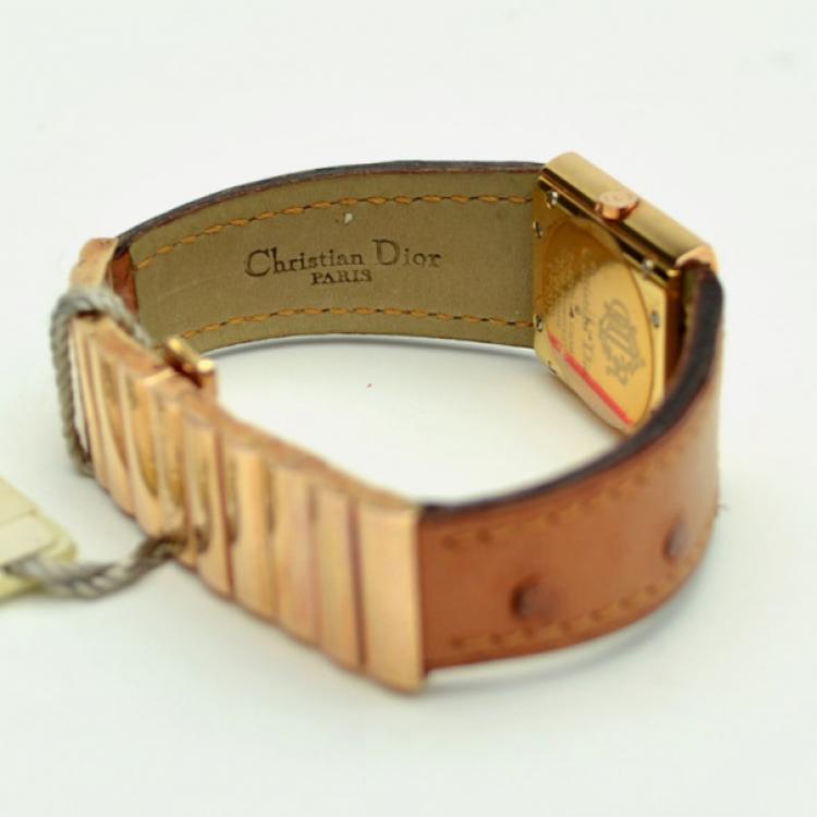 Pre Owned Christian Dior Black Gold Plated SS Ladies Wristwatch