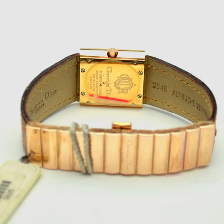 Pre Owned Christian Dior Black Gold Plated SS Ladies Wristwatch