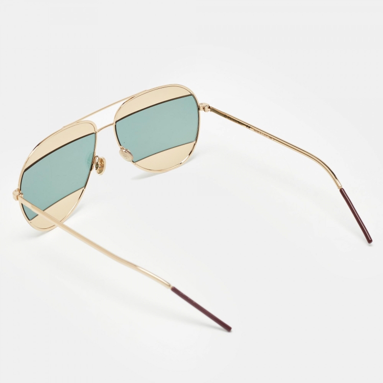 Pre Owned Dior Gold/Silver Mirrored DiorSplit1 Aviator Sunglasses