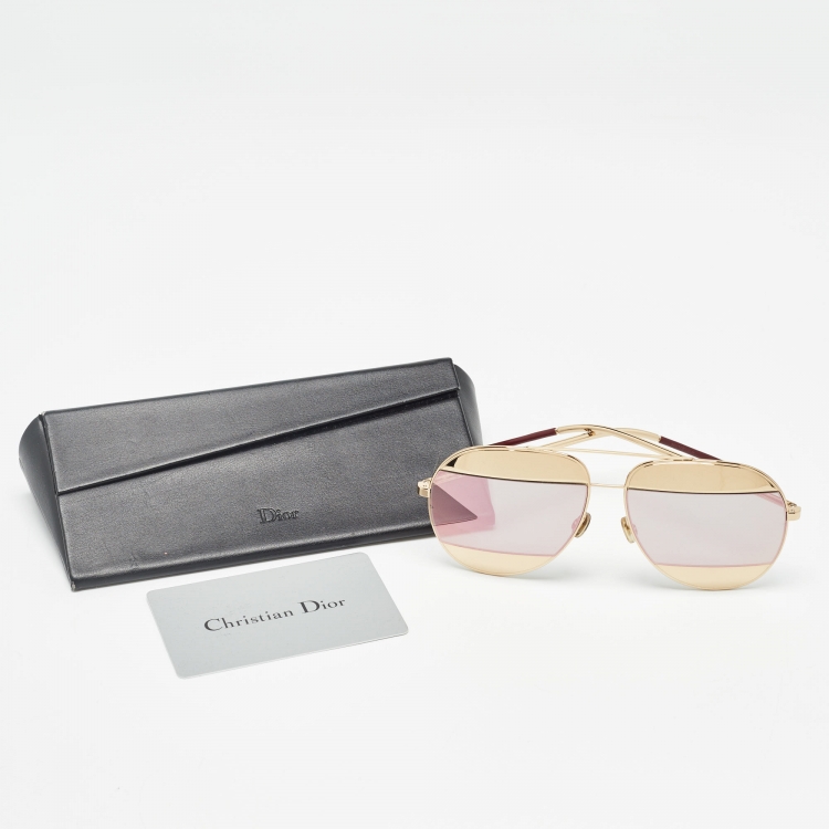 Pre Owned Dior Gold/Silver Mirrored DiorSplit1 Aviator Sunglasses