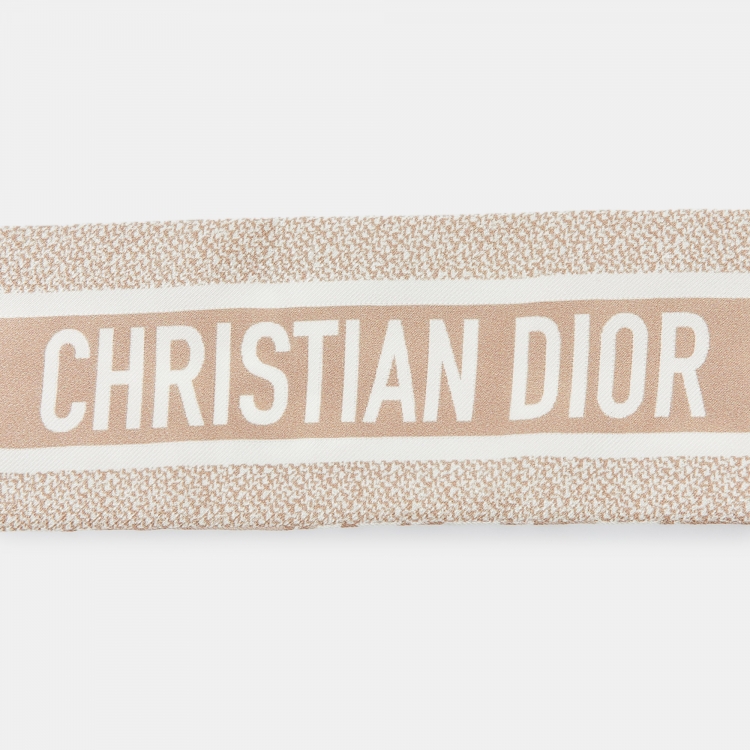 Pre Owned Dior Beige Oblique Silk Mitzah Scarf