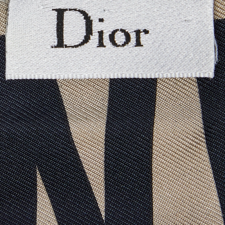 Pre Owned Dior Navy Blue/Beige J'Adior Oblique Silk Mitzah Scarf