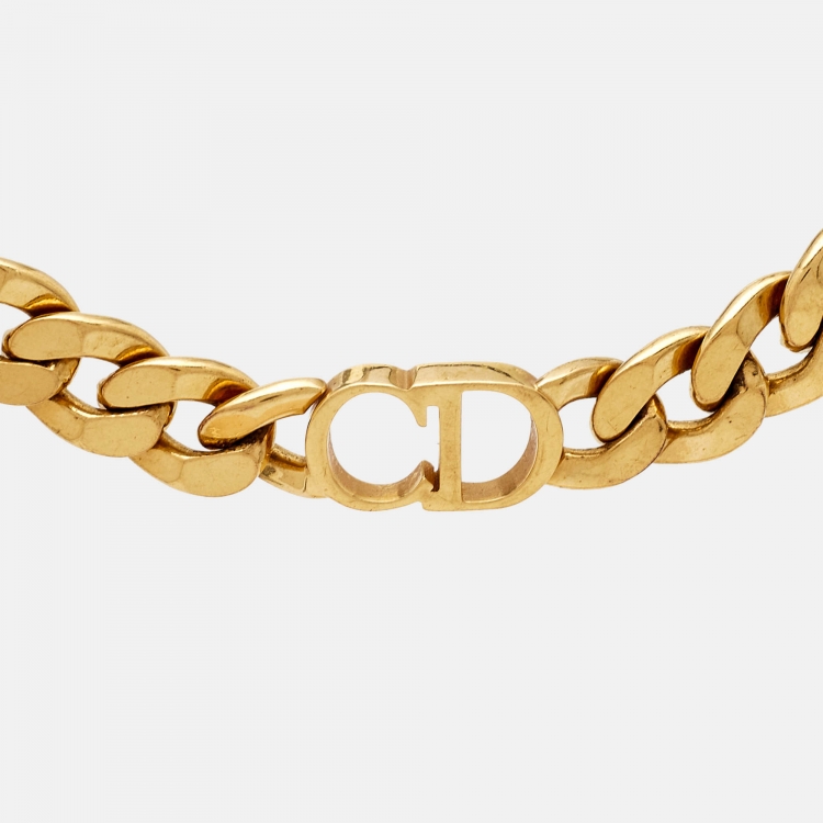 Pre Owned Dior CD Danseuse Étoile Gold Tone Bracelet