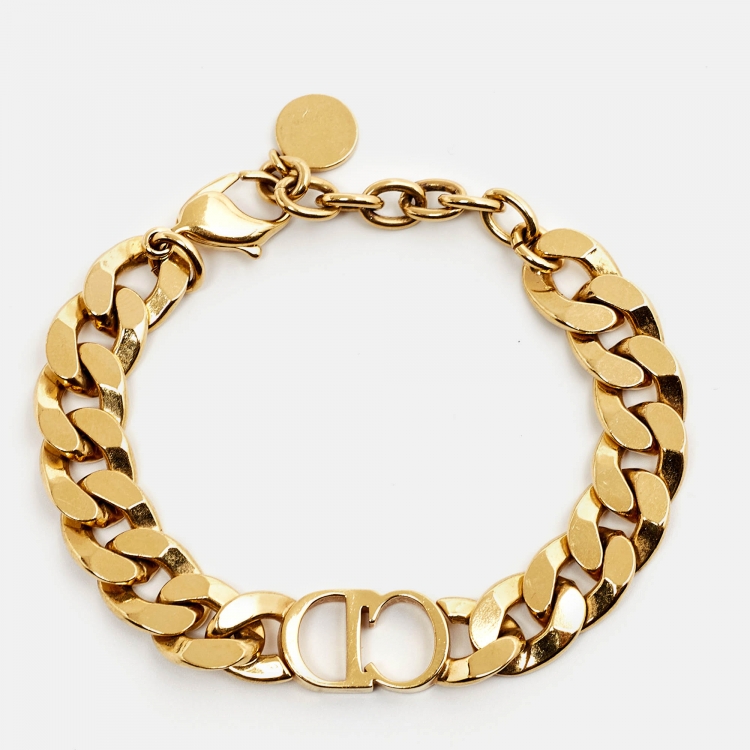 Pre Owned Dior CD Danseuse Étoile Gold Tone Bracelet