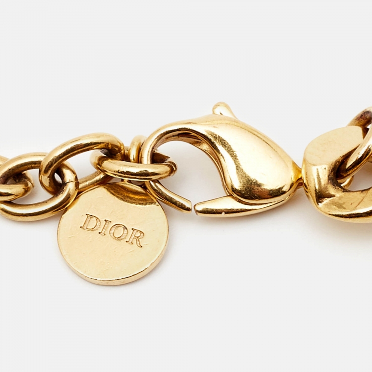 Pre Owned Dior CD Danseuse Étoile Gold Tone Bracelet