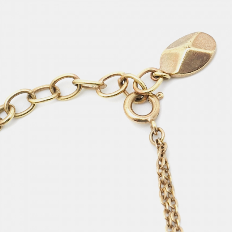 Pre Owned Dior Oblique Crystal Logo Gold Tone Bracelet