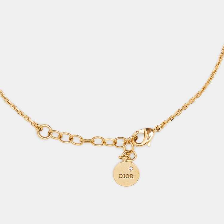 Pre Owned Dior Dio(r)evolution Crystal Gold Tone Necklace