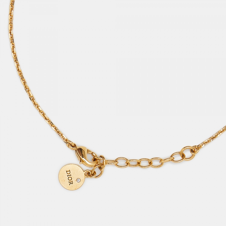 Pre Owned Dior Dio(r)evolution Crystal Gold Tone Necklace