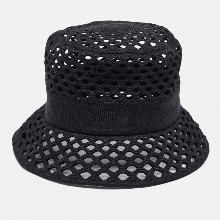 Pre Owned Dior Black Mesh Bucket Hat 