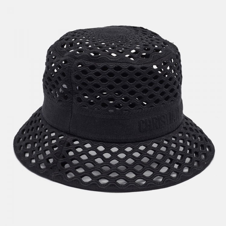 Pre Owned Dior Black Mesh Bucket Hat 