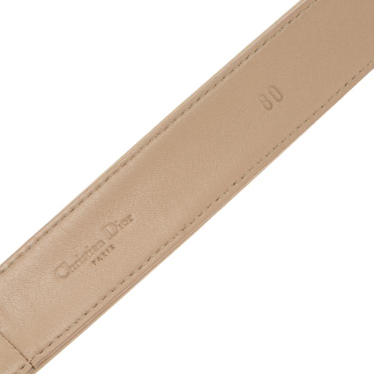 مملوكة مسبقًا Dior Beige/Brown Canvas and Leather Belt 80CM