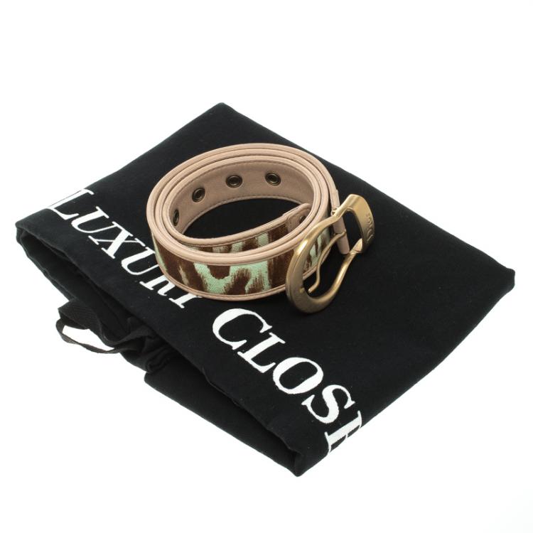 مملوكة مسبقًا Dior Beige/Brown Canvas and Leather Belt 80CM