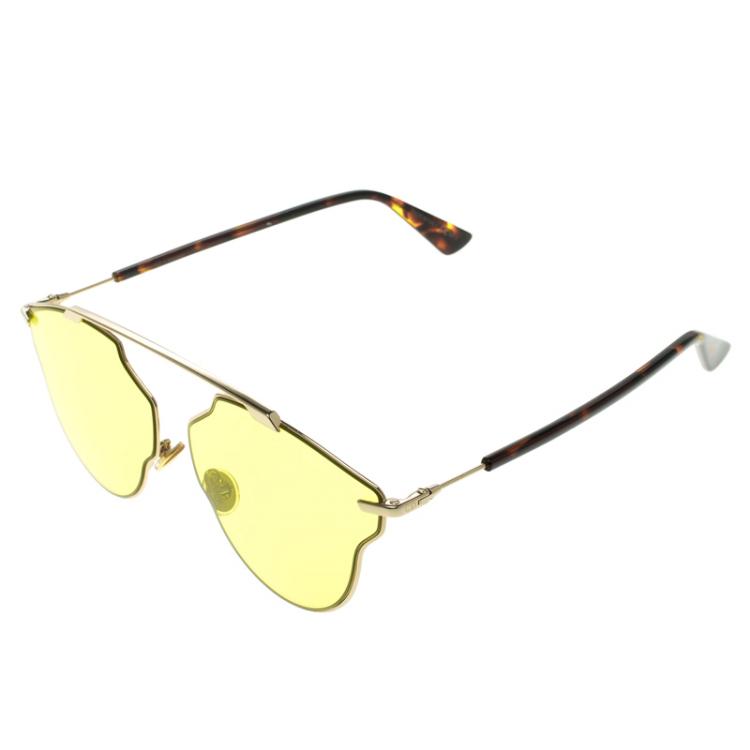Pre Owned Dior Yellow Dior So Real Pop Round Sunglasses