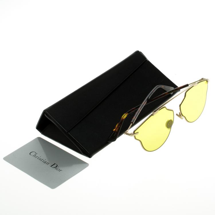 Pre Owned Dior Yellow Dior So Real Pop Round Sunglasses