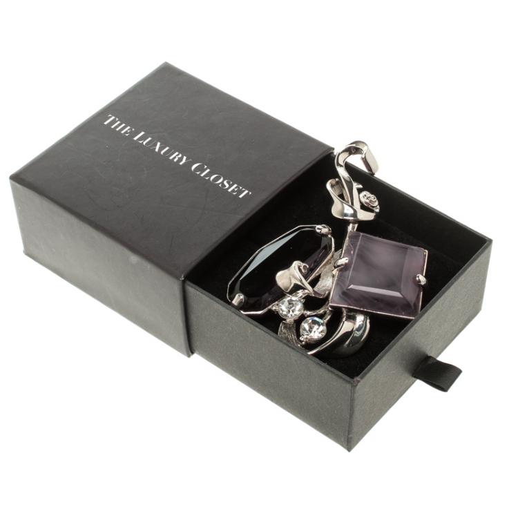 Pre Owned Dior Crystal Embellished Silver Tone Brooch