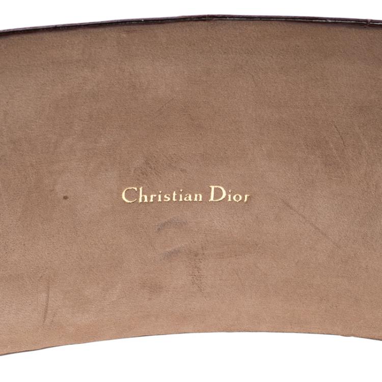 مملوكة مسبقًا Dior Red Leather Logo Embellished Waist Belt 85cm