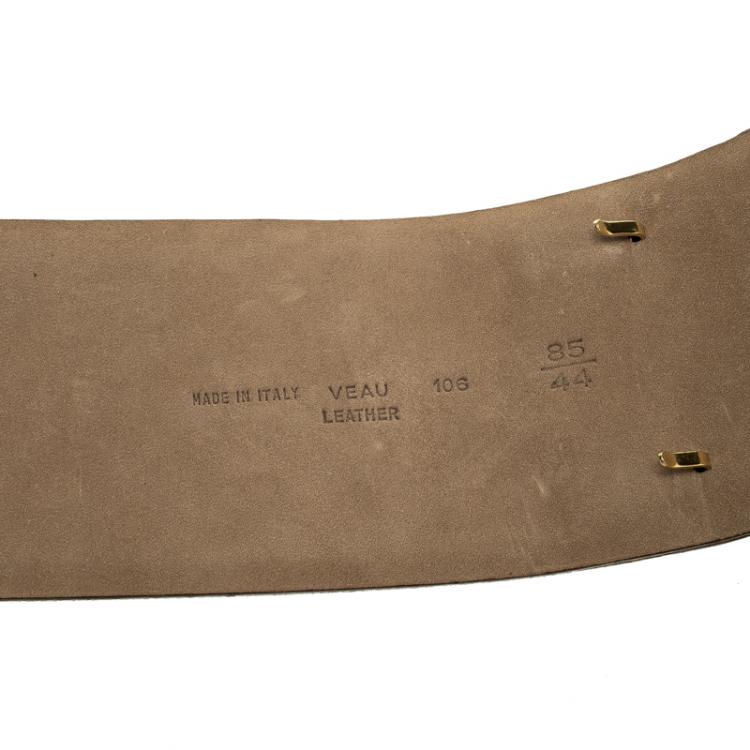 مملوكة مسبقًا Dior Brown Leather Logo Embellished Waist Belt 85cm