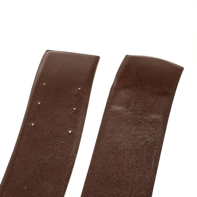 مملوكة مسبقًا Dior Brown Leather Logo Embellished Waist Belt 85cm