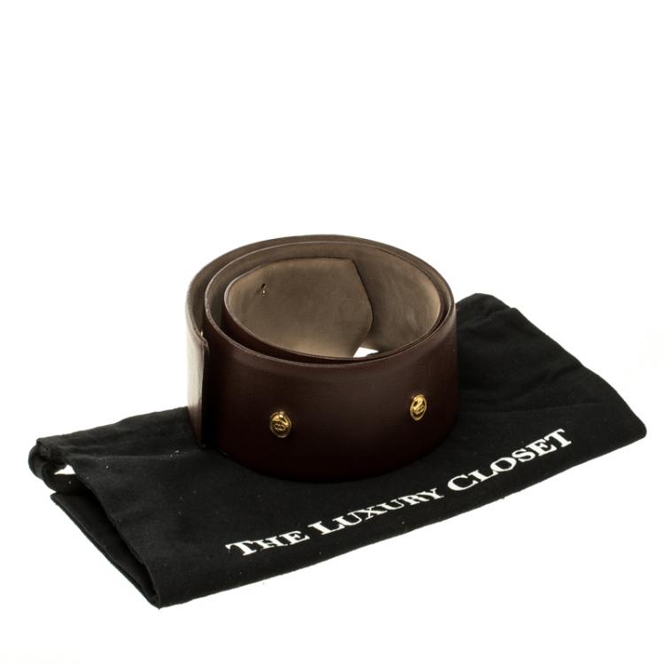 مملوكة مسبقًا Dior Brown Leather Logo Embellished Waist Belt 85cm