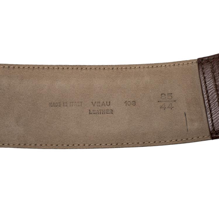 Pre Owned Dior Brown Textured Leather Belt 85 CM