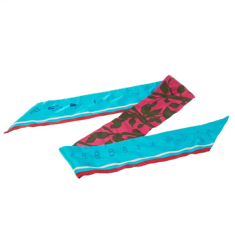 Pre Owned Dior Multicolor Printed Silk Bandeau Scarf