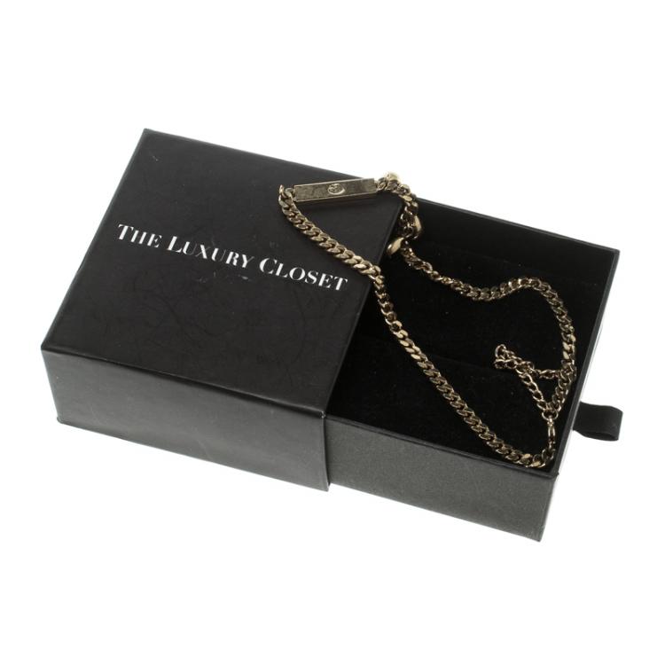 Pre Owned Dior Crystal Rose Gold Tone Chain Choker Necklace 